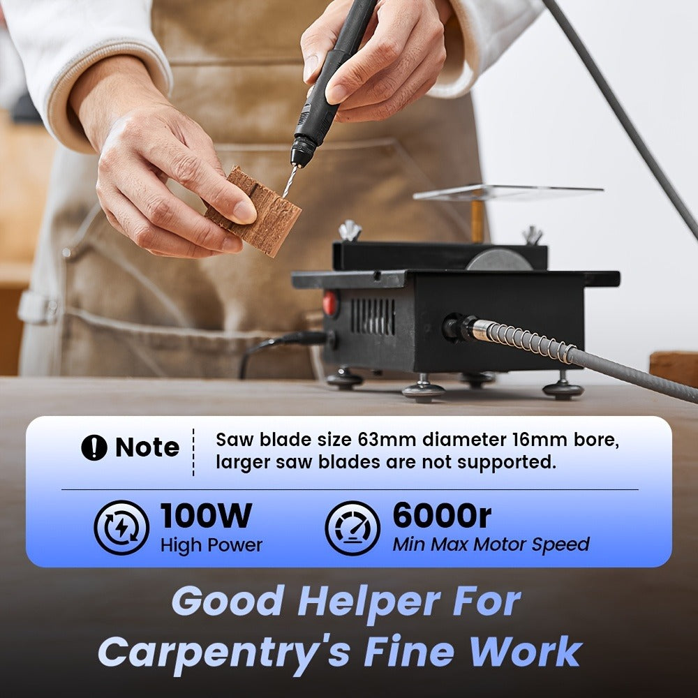Mini Table Saw Multi-Function Portable DIY Machine, Sanding Engraving Drilling All-in-One Woodworking Tool, 7-Speed Adjustment, Precision Handmade Crafts, Great Gift for Dad, Husband & Men