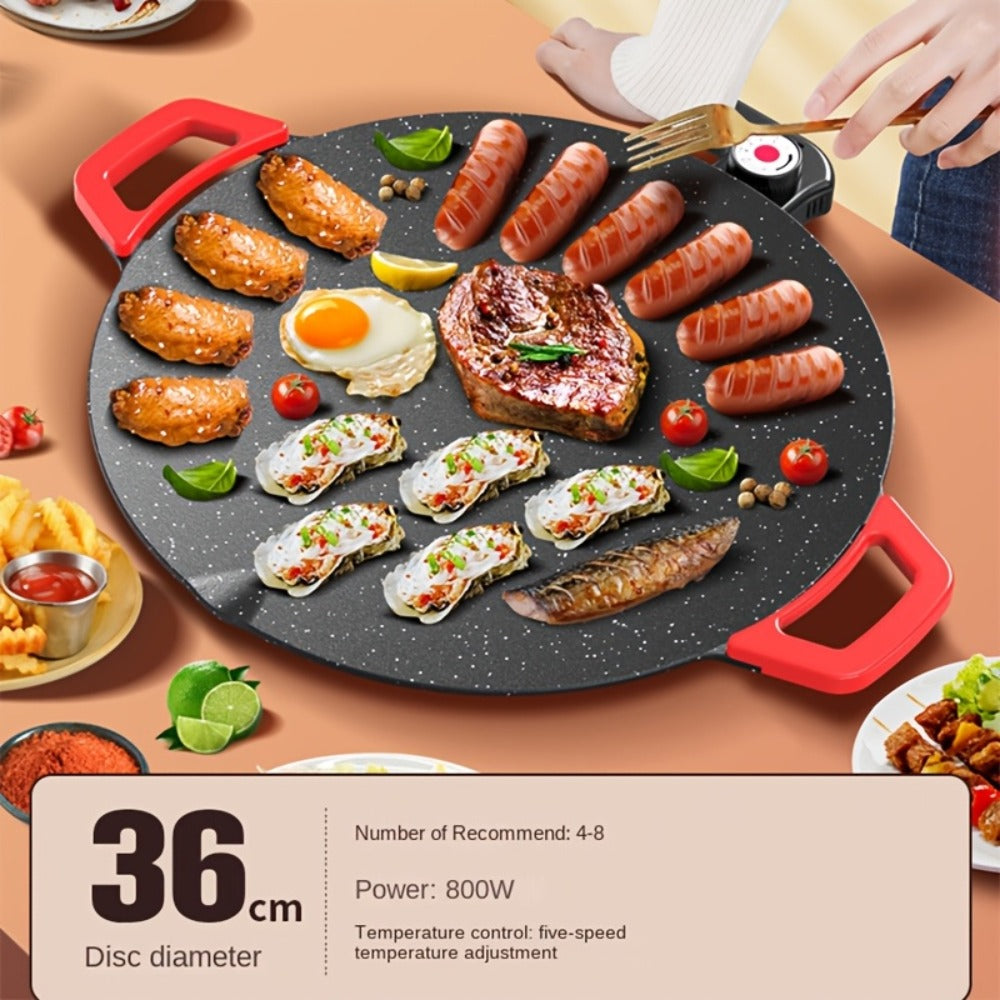 Electric Griddle Maifan Stone Non-Stick Coating 5-Speed Temperature Control - Indoor Electric Baking Pan with Red Handle, Easy Clean, for Pancakes Eggs Steak BBQ - 18¡±/19¡±/Square 26.9¡±