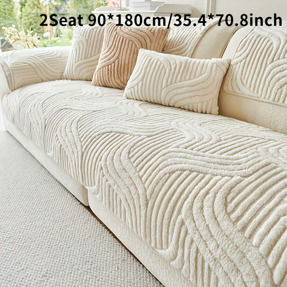 Sofa Cover Plush Shu Velveteen Non-Slip Couch Slipcover Breathable Pet-Proof Vintage Style for Living Room Bedroom Office 2 3 4 Seater