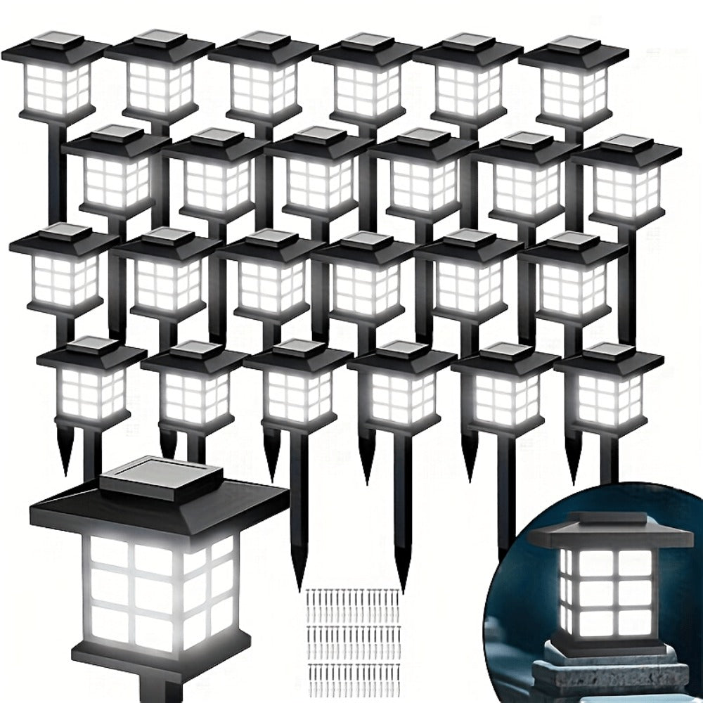 Solar Garden Lights Outdoor Waterproof Landscape Pathway Lights Solar Powered LED Stake Lights for Yard Patio Walkway Holiday Decor Warm White Colorful