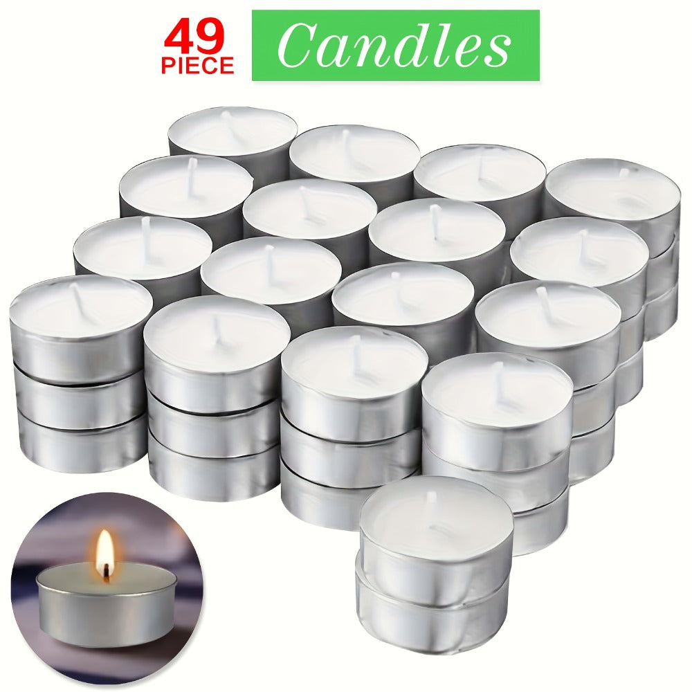 Tea Light Candles Unscented White - 49 or 99 Pack Smokeless Wax Tealights 2.5 Hour Burn for Weddings, Christmas, Halloween, Birthday Party & Holiday Home Decor