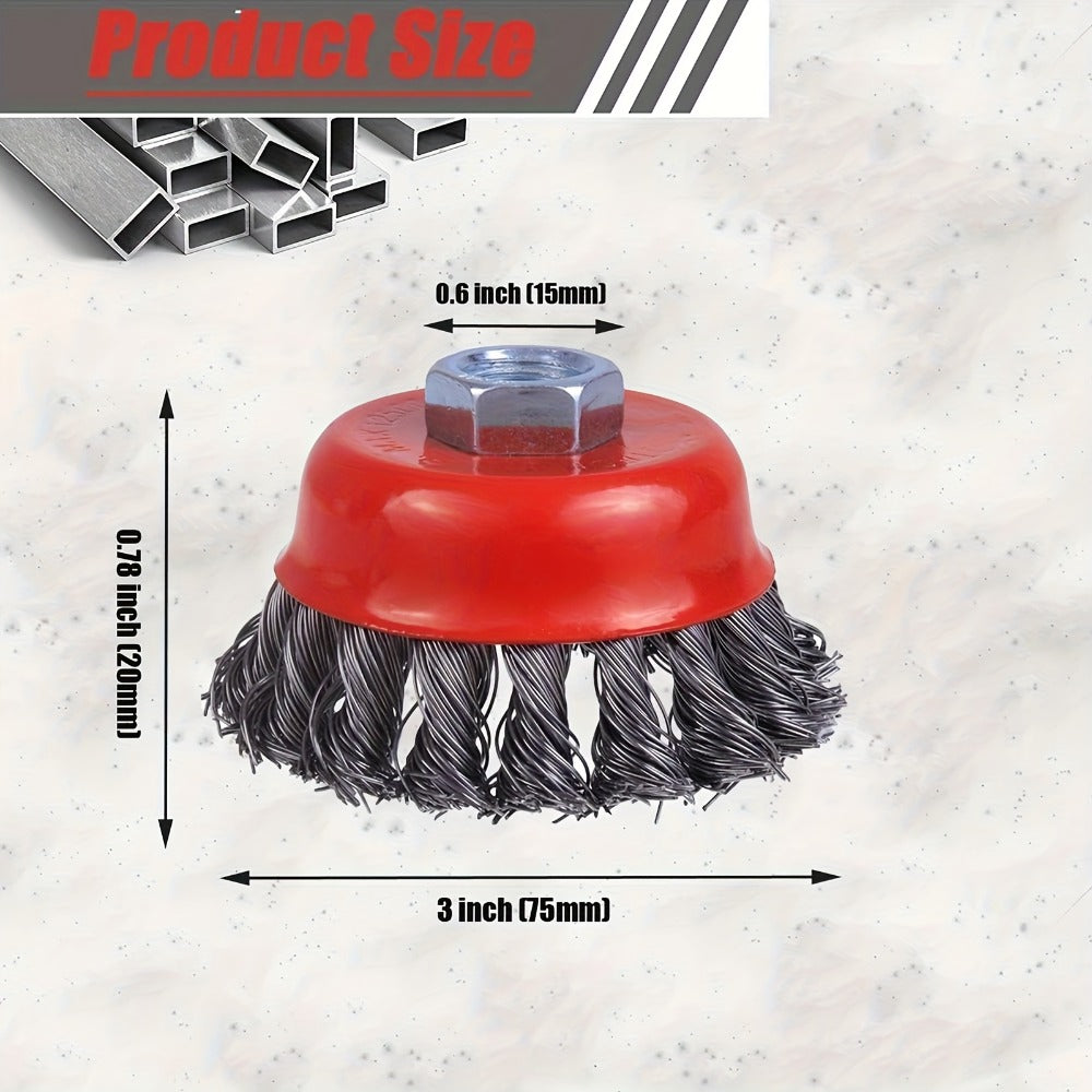 Wire Wheel Cup Brush 4 Inch Stainless Steel for Angle Grinder 2 Pack Metal Cleaning Rust Removal Paint Stripping Weld Cleaning Tool for DIY Professional Mechanics Craftsmen