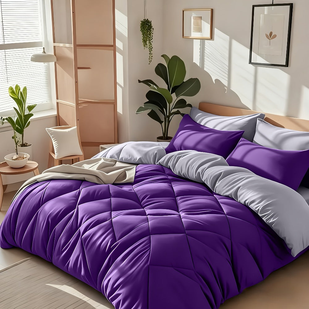 Cooling Comforter Set 2/3 Pcs ¨C Soft Fluffy Microfiber Lightweight Breathable Quilt, Rhombus Grid Solid Color Bedding for All Seasons, Twin Queen King ¨C Multiple Colors Available