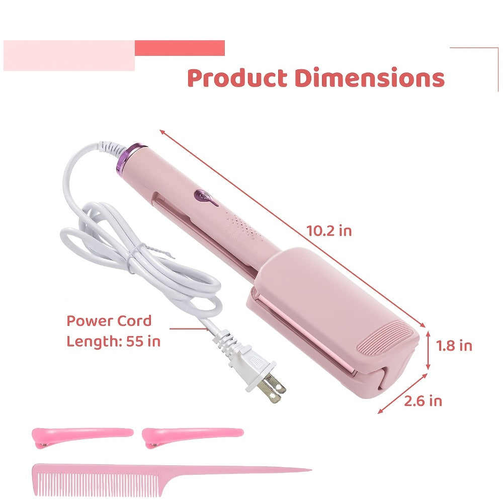Hair Curling Iron 1.25 Inch - Beach Wave Curling Wand with Dual Voltage, Deep Wave Barrel, Anti-Frizz Ceramic Coating, Easy Home Use, Travel-Ready Styling Tool for All Hair Types