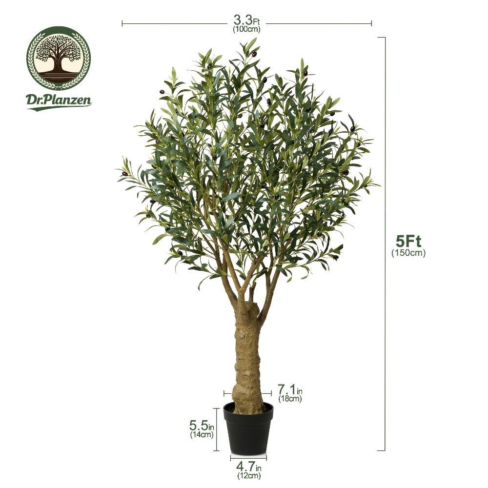 Artificial Olive Tree 5/6/7/8FT UV-Resistant Faux Olive Plant with Black Planter, Lifelike Silk Leaves, Mediterranean Indoor Outdoor Decor for Living Room Office Bedroom Patio