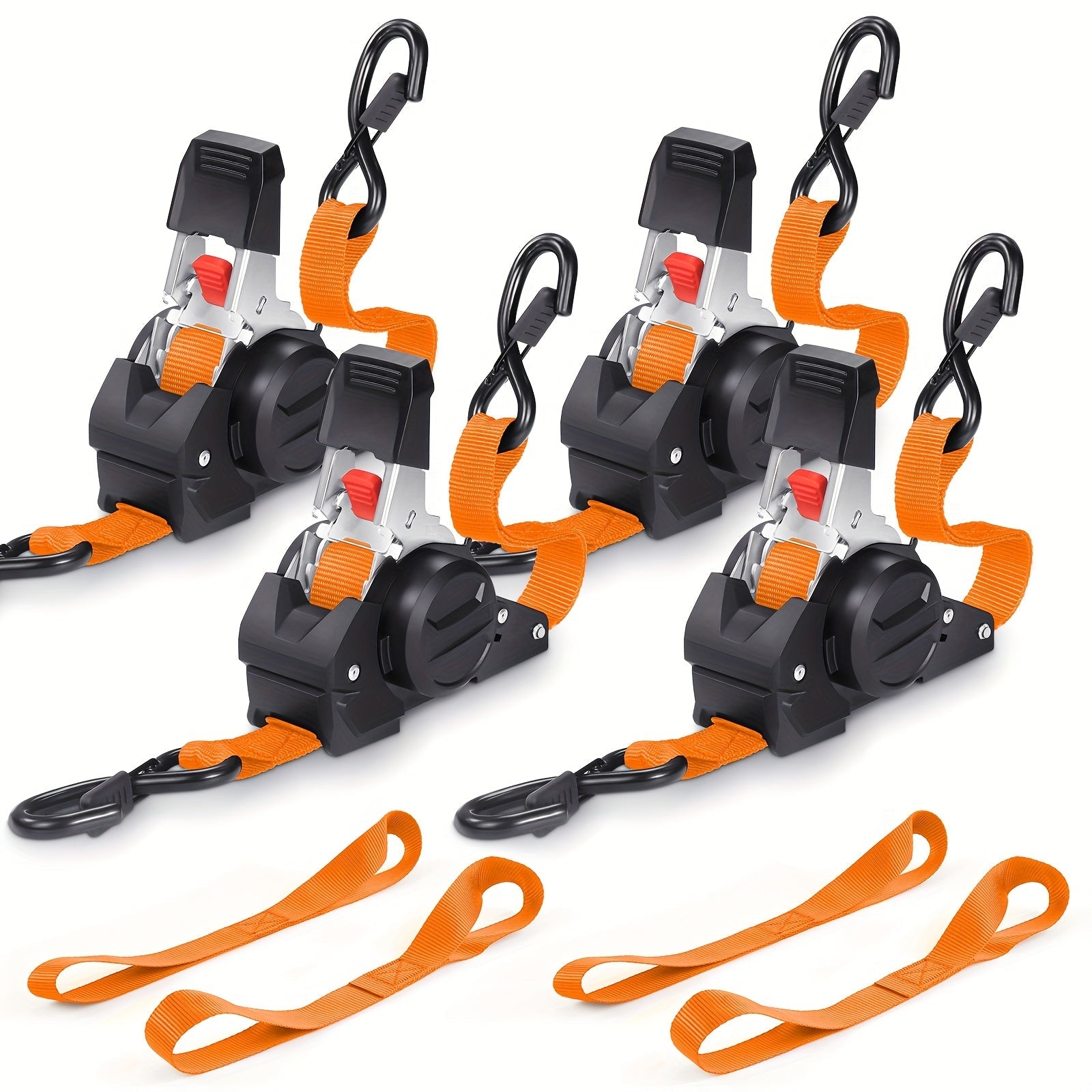Retractable Ratchet Straps with Extension Strap ¨C Heavy Duty Auto Self-Retracting Tie Down Cargo Straps for Truck Trailer Motorcycle Moving & Appliances