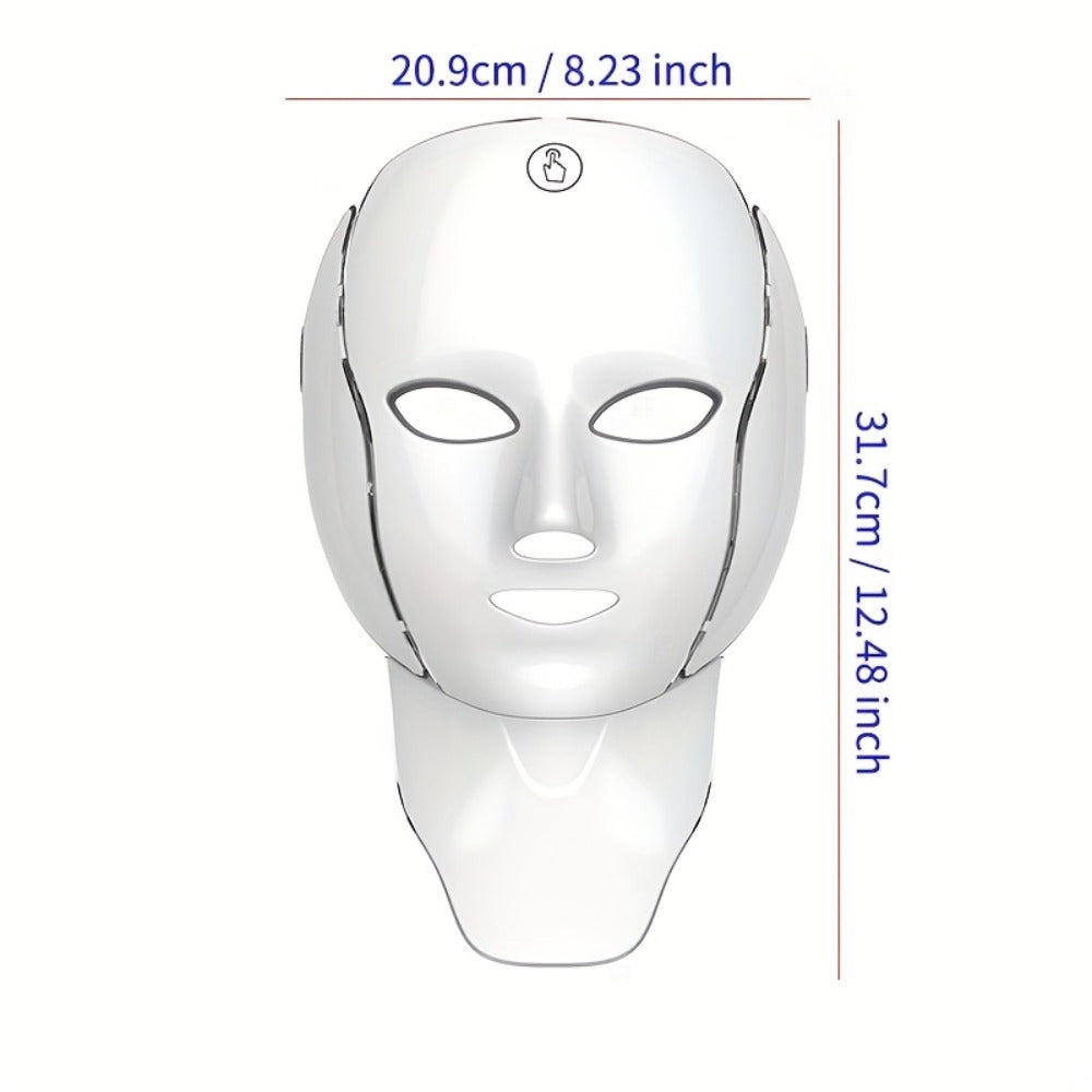 LED Light Therapy Facial Mask 7-Color USB Rechargeable ¨C Face Neck Anti-Aging Acne Rejuvenation Skincare Device, Beauty Instrument Gift for Women, Valentine's Day Mother's Day Birthday