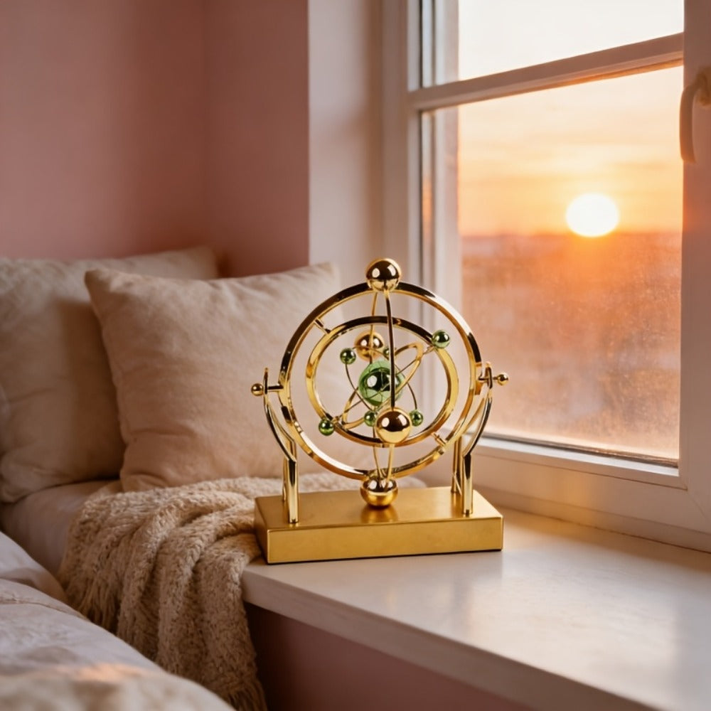 Perpetual Motion Pendulum Desk Decor - Cosmic Swing Solar System Planets Atomic Model Science Demonstration Self-Running No Battery Office Home Physics Gift