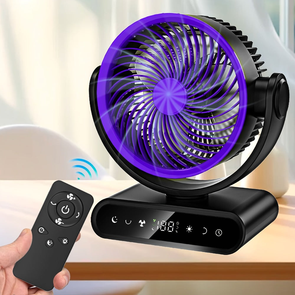 Camping Fan with LED Light Battery Powered 20000mAh 40000mAh 9-Inch 5-Speed Remote Control 90¡ã Tilt 120¡ã Oscillating Quiet Air Circulator for Outdoor Home