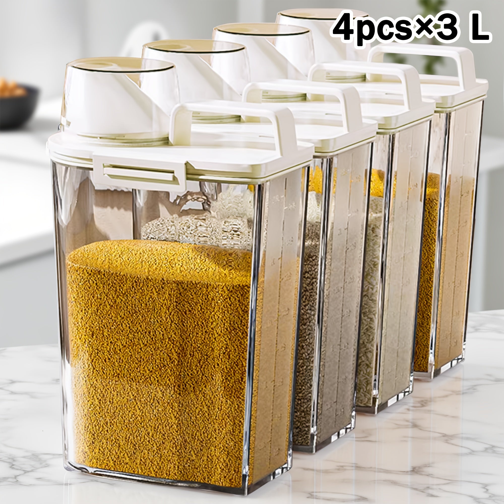 Airtight Food Storage Containers 2/4/6 Pack - BPA-Free 2.5L & 3L Plastic Pantry Bins with Lids, Measuring Cup, Leakproof Seal for Nuts, Flour, Rice, Kitchen Organizer
