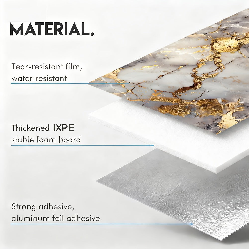 Peel and Stick Wall Tiles 50/100pcs Waterproof PVC Marble Self Adhesive Vinyl Tile Stickers for Bathroom Kitchen Living Room, TV Backdrop Shower Wall Panels Modern Home Decor Easy Installation