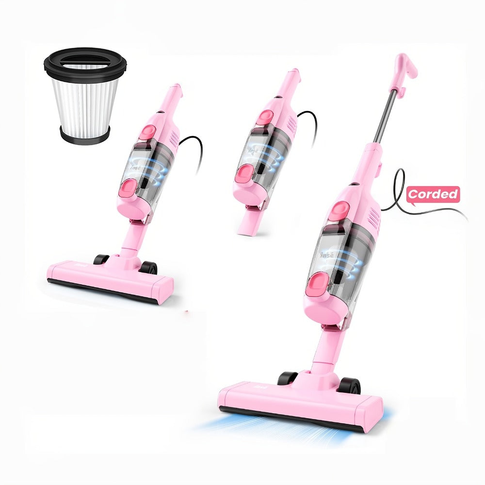 Corded Stick Vacuum Cleaner 20KPa 600W Motor 2-in-1 Bagless Upright Handheld Vacuum 0.8L Dustbin for Hard Floor Pet Hair Carpet Car Stairs Low Noise 65dB
