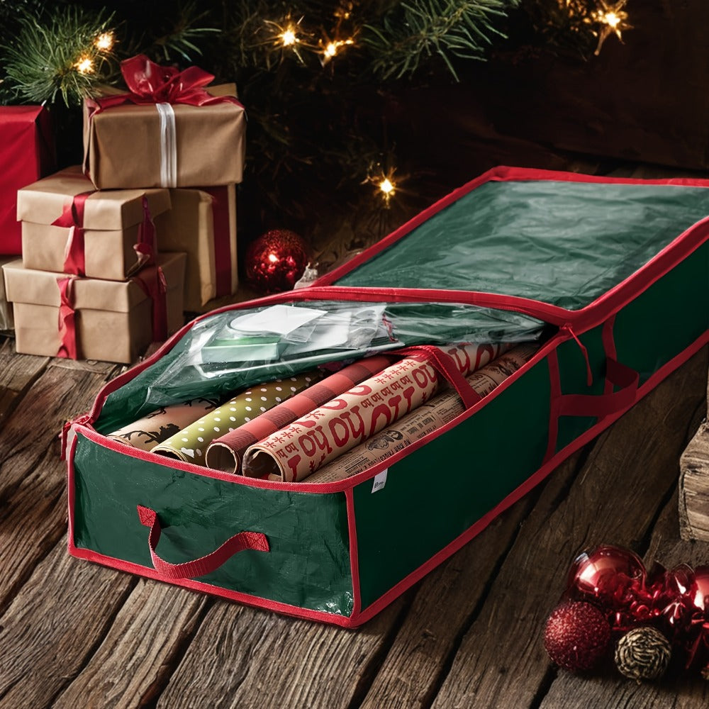 40-Inch Waterproof Holiday Storage Bag - Large Underbed Organizer with Zipper, Interior Pockets & Dustproof Cover for Christmas Decorations, Gift Wrap & Seasonal Items