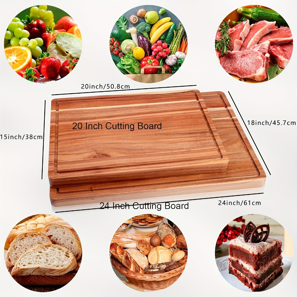 Large Bamboo Wood Cutting Board with Juice Groove Thick Butcher Block for Kitchen Cheese Charcuterie Food Prep Serving Board Multiple Sizes