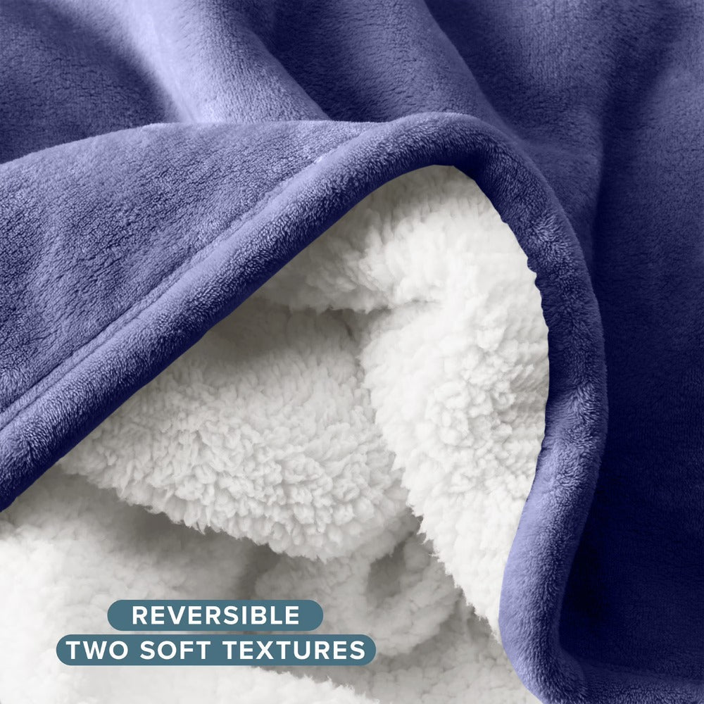 Sherpa Flannel Blanket ¨C Double-Layer Ultra Soft Warm Throw for Bed, Sofa & Bedroom Decor, Better Sleep, 14 Colors, 3 Sizes