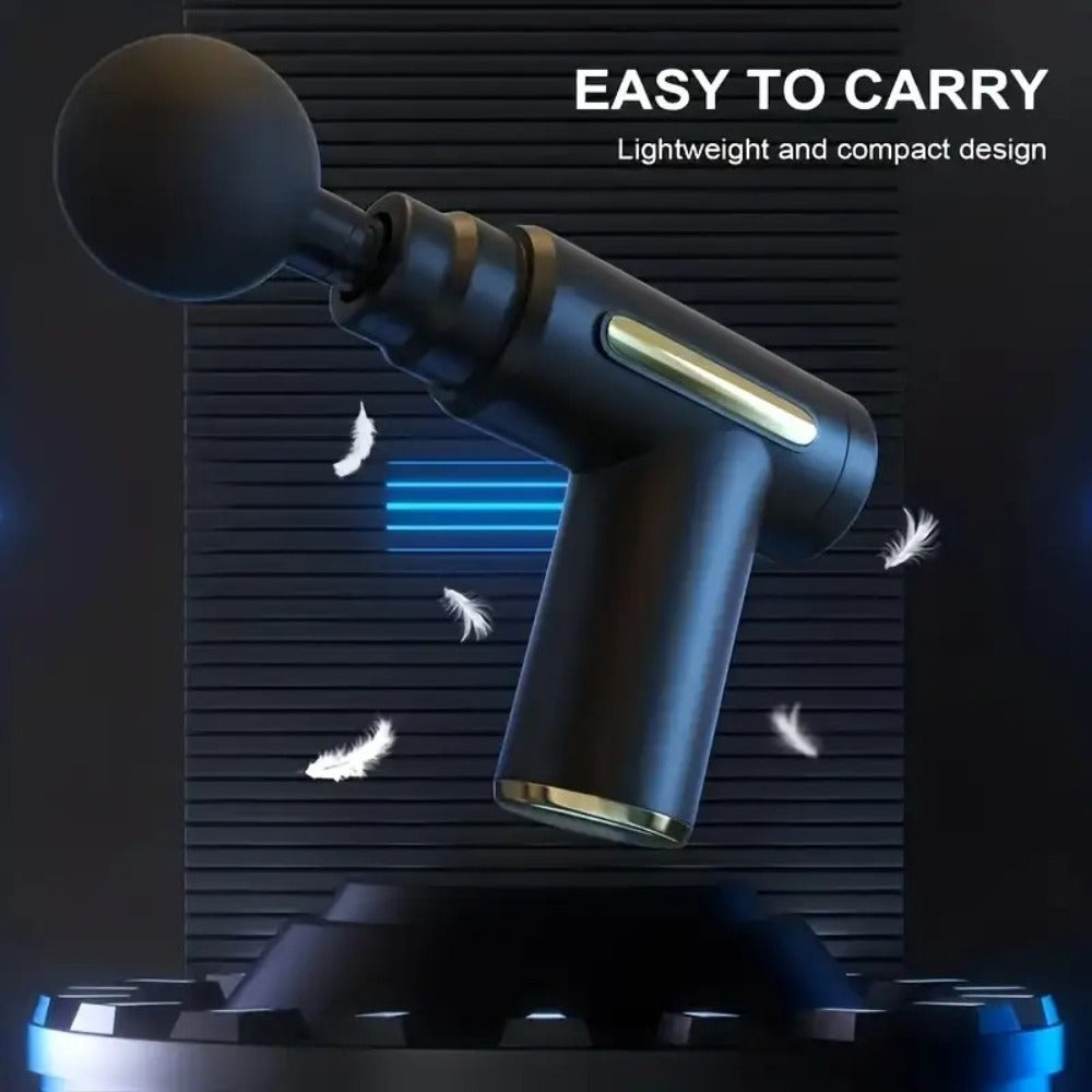 Portable Mini Fascia Gun ¨C USB Rechargeable Muscle Massage Gun with 4 Interchangeable Heads & 6 Speed Modes, Silent Motor Deep Tissue Massager for Back, Neck & Full Body Sports Recovery