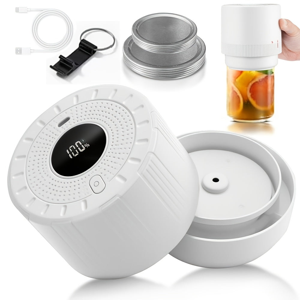 Electric Mason Jar Sealer One-Touch Vacuum Seal - 2025 New Model Automatic Jar Sealer Kit with Wide Mouth & Regular Mouth Lids, Food Storage Vacuum Sealer for Mason Jars, Canning Jar Lid Sealer, Black & White