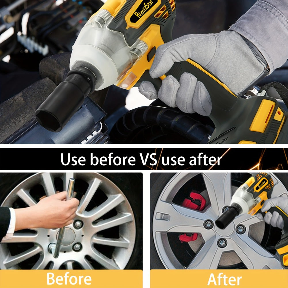 Cordless Brushless Impact Wrench Set 21V, 1/2'' High Torque Impact Gun with 4000mAh Rechargeable Battery, Fast Charger, Variable Speed Control, Complete Accessories for Car, Motorcycle & Home Repair