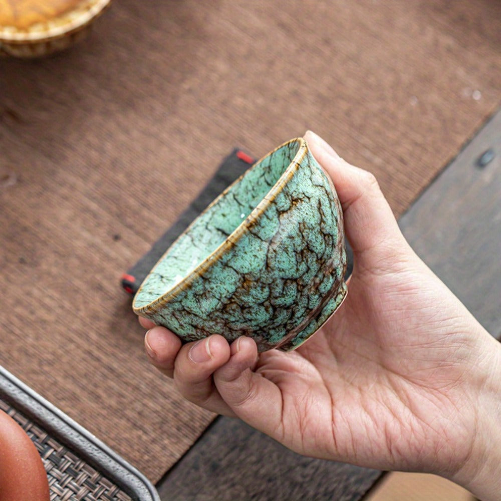 Jianzhan Ceramic Tea Cups Set of 5 ¨C Handmade Kiln-Changed Glazed Kung Fu Teacups, Traditional Chinese Porcelain, Unique Gift for Home Office Business