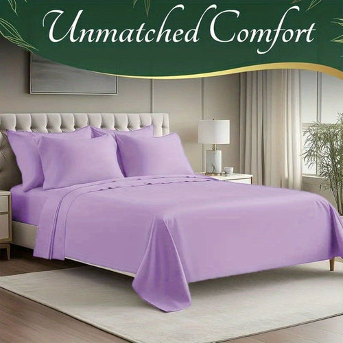 Bamboo Cooling Bed Sheets 6-Piece Set Deep Pocket Fits Twin Full Queen King Ultra-Soft Breathable Bedding for Hot Sleepers Machine Washable Double-Stitched