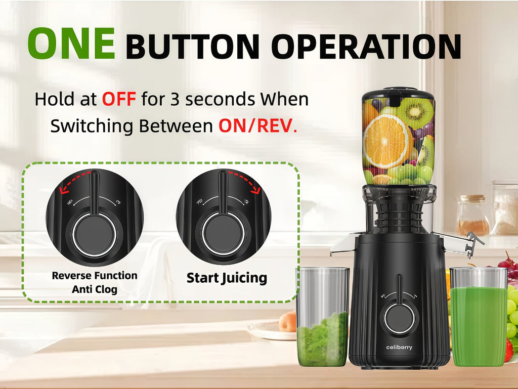 Masticating Juicer Cold Press - 4.25¡± Wide Feed Chute Auto-Feed Slow Juicer for Whole Fruits & Vegetables, 98% Juice Extraction, Quiet Motor, Easy to Clean, Compact for 1-2 People, Multiple Colors