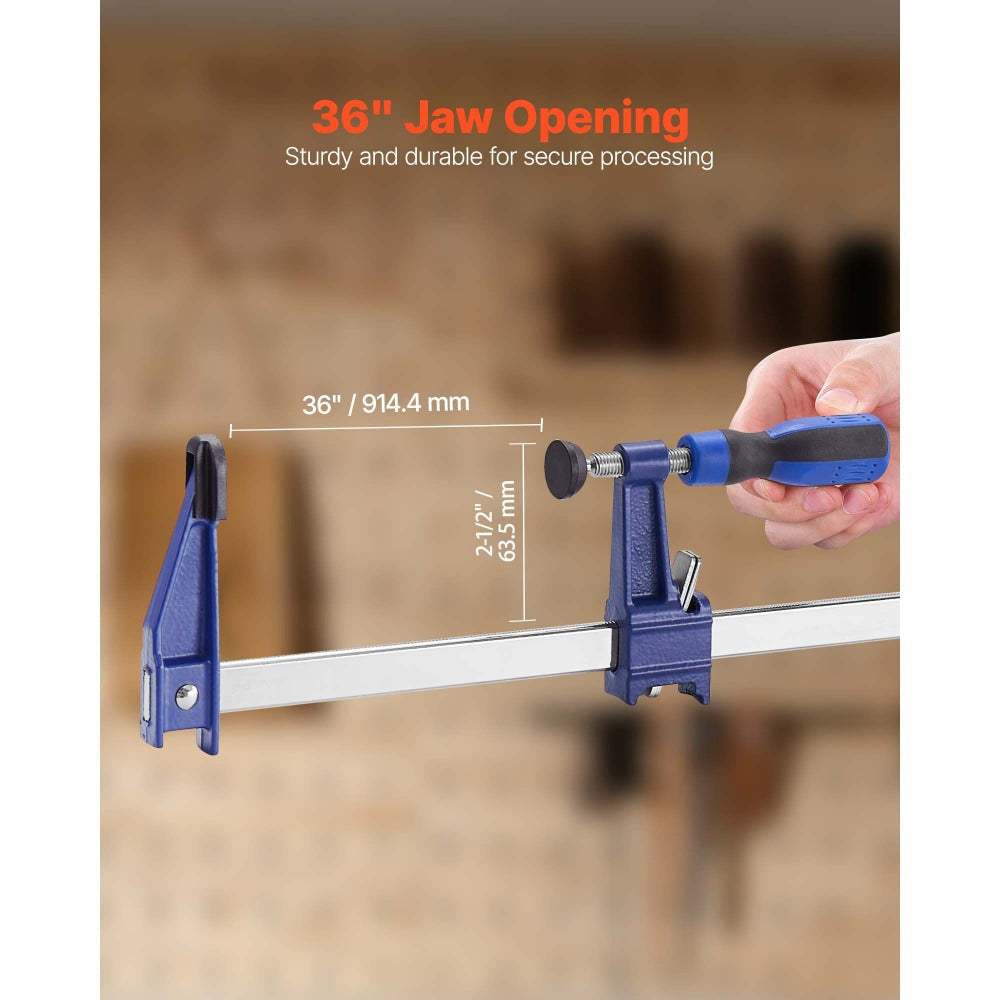 Bar Clamps for Woodworking F Clamp Set ¨C 24¡± & 36¡± Cast Iron Jaw, 600 LB Load, Lockable Slide Bar, 2 or 4-Pack for Furniture Assembly, Glue-Ups & Wood Joining Projects