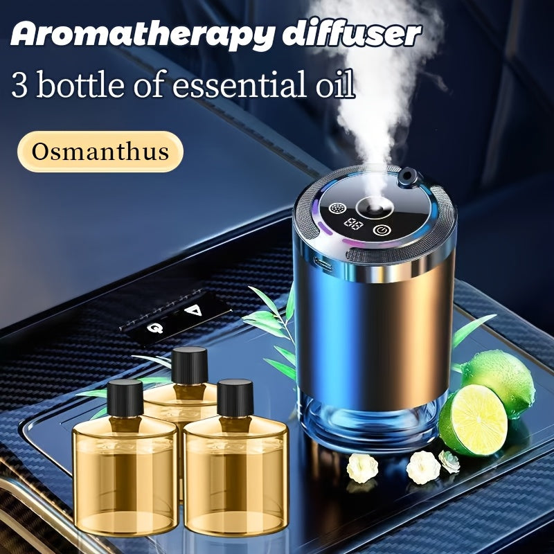 Car Aroma Diffuser Set with 3 Essential Oil Bottles ¨C Odor Eliminator for Auto Interior, Perfect Gift for Women & Office Workers