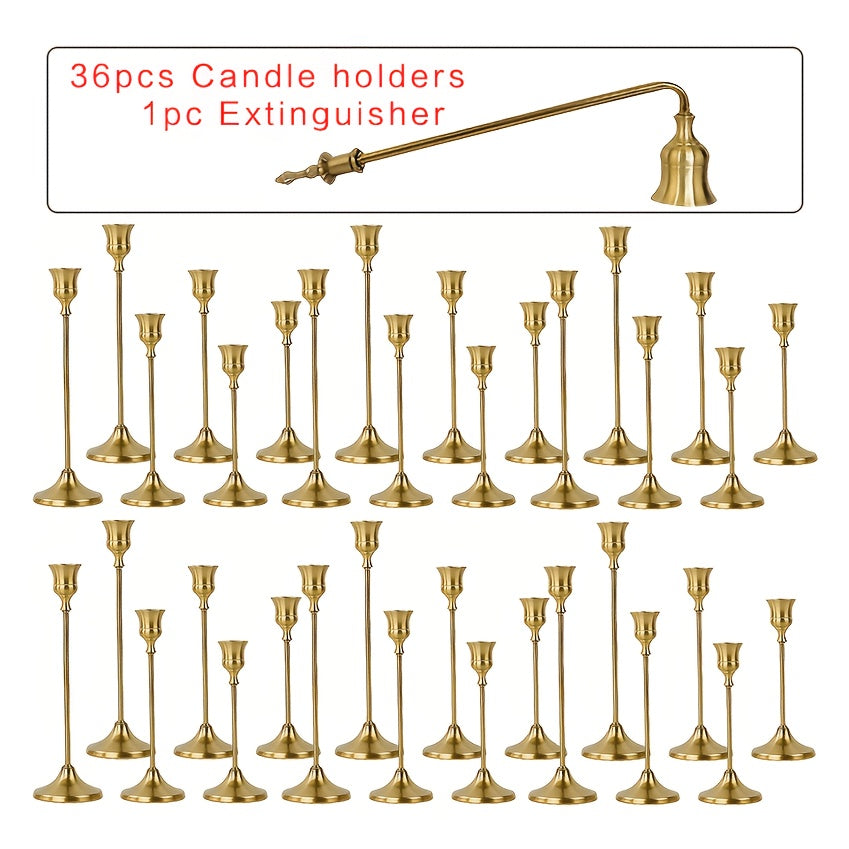 Copper Plated Candlestick Holders Bulk Set ¨C Retro Minimalist Taper Candle Holders for Wedding Birthday Christmas Dining Table Fireplace Decor