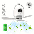 Portable Camping Ceiling Fan 10400mAh USB Rechargeable Remote Control 4-Speed Mute Fan Lamp with Phone Charging for Outdoor Tent Dorm Home White Dark Green