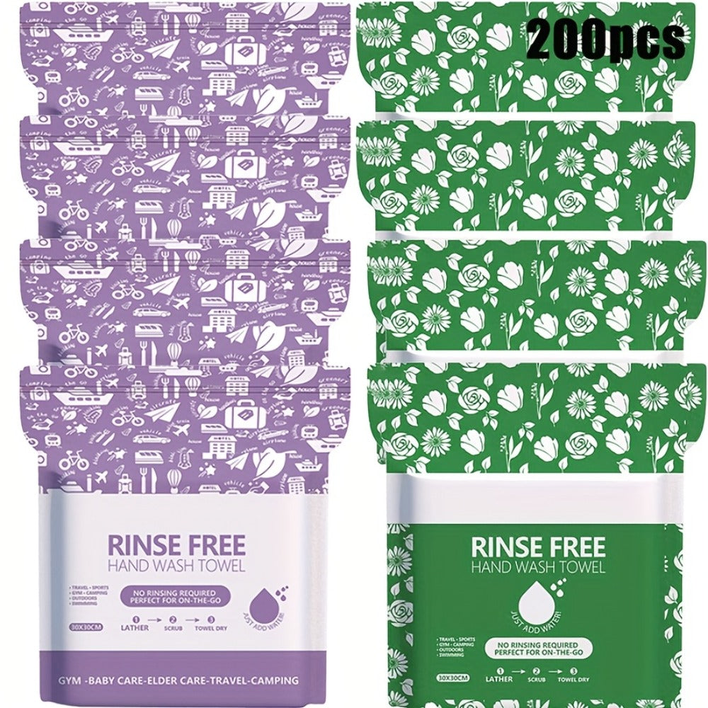 Disposable No-Rinse Foaming Bath Towels - Large 11.81¡± Body Wipes, Wet & Wipe Cleansing Cloths for Elderly Care, Camping, Post-Surgery, Fitness & Travel, Bulk 50/100/200 Pack, No Shower Needed