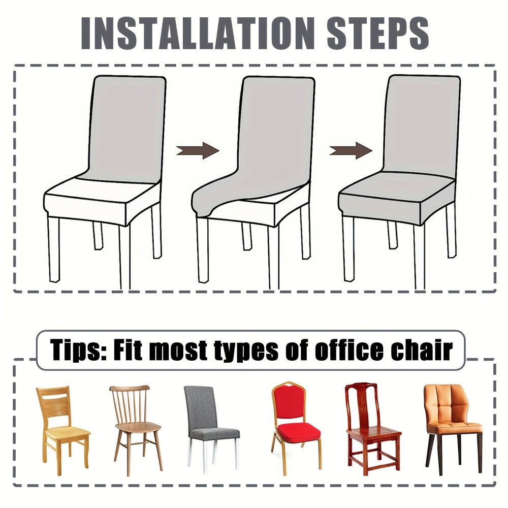Silky Fiber Elastic Dining Chair Covers Set | Stretch Milk Fiber Slipcover, All-in-One Furniture Protector for Kitchen Wedding Office Hotel Living Room, 4pcs or 6pcs, 8 Colors