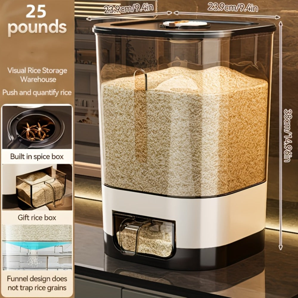 Airtight Rice Container with Measuring Cup | Large Capacity Moisture-Proof Rice Dispenser for Rice, Grains, Flour, Pet Food ¨C BPA-Free Kitchen Food Storage