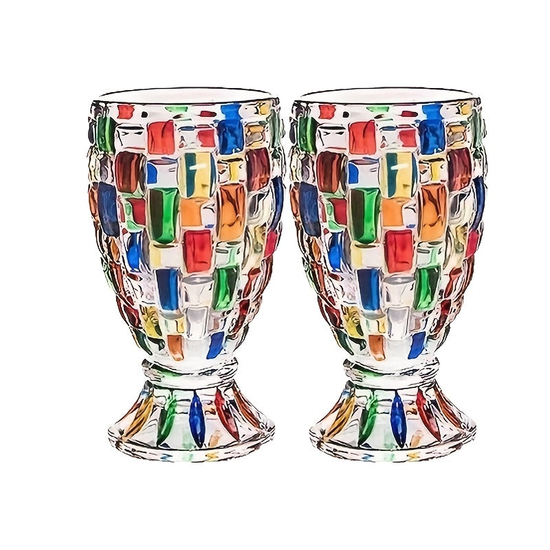 Colorful Geometric Rim Drinking Glasses Set ¨C Shatterproof Wine Glasses for Champagne, Iced Tea & Cocktails ¨C Dishwasher Safe ¨C Perfect Gift for Christmas, Valentine's Day & Parties ¨C 2pcs or 6pcs