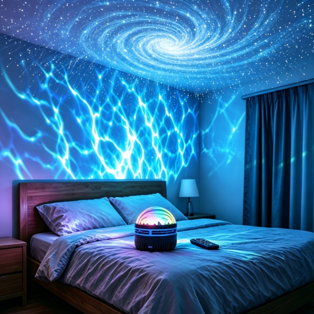 LED Star Projector Night Light USB Powered, 7-Star Galaxy Starry Sky & Water Ripple Effect Lamp for Bedroom Camping Wedding Home Decor, Holiday Gift