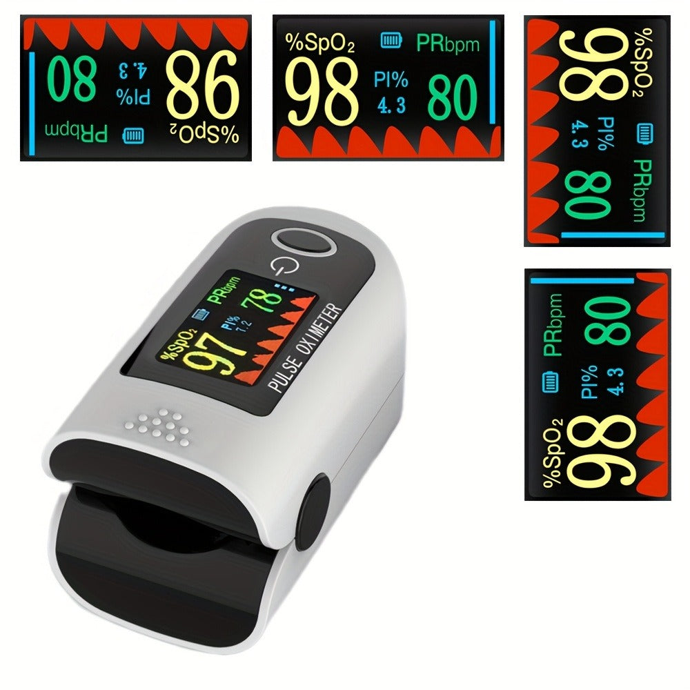 Fingertip Pulse Oximeter 2-Pack, Digital Blood Oxygen Saturation Monitor with SpO2 Heart Rate & Perfusion Index Display, Battery-Powered Portable Finger Oximeter for Home Use & Sports, Black or Blue