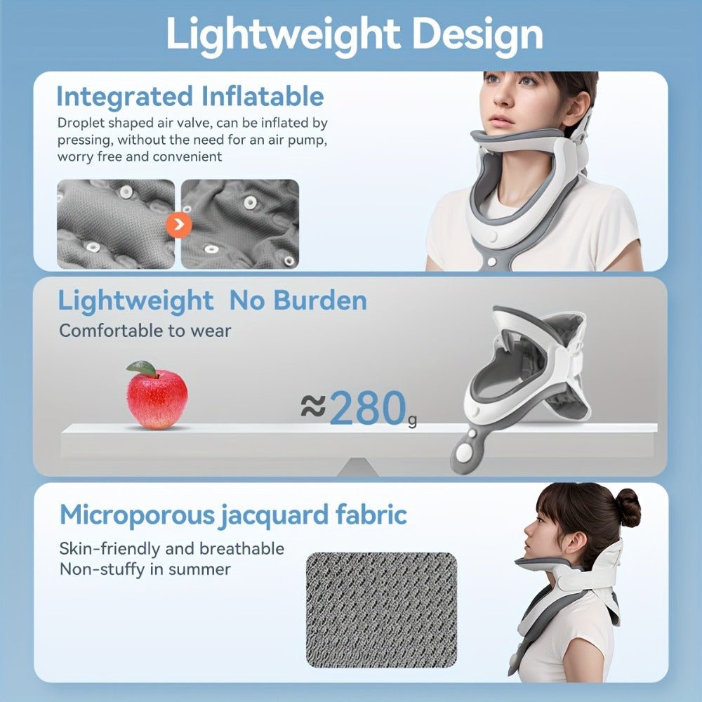 Cervical Neck Traction Device Inflatable Neck Brace with Airbag Support Ergonomic Spine Alignment Stretcher Collar Brace for Office Workers Adults KF-JB05