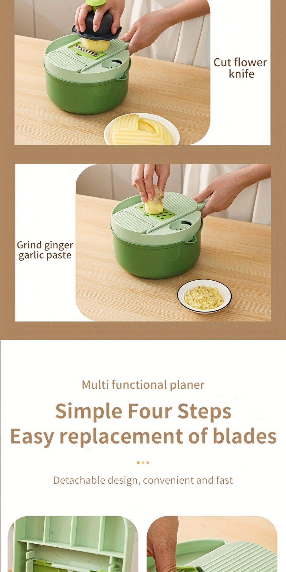 Vegetable Chopper 16-in-1 Heavy Duty Manual Food Processor with Container ¨C Onion Dicer, Potato Slicer, Garlic Mincer, Carrot Cutter, Multi-Function Kitchen Veggie Chopper for Tomato, Pepper, Cucumber
