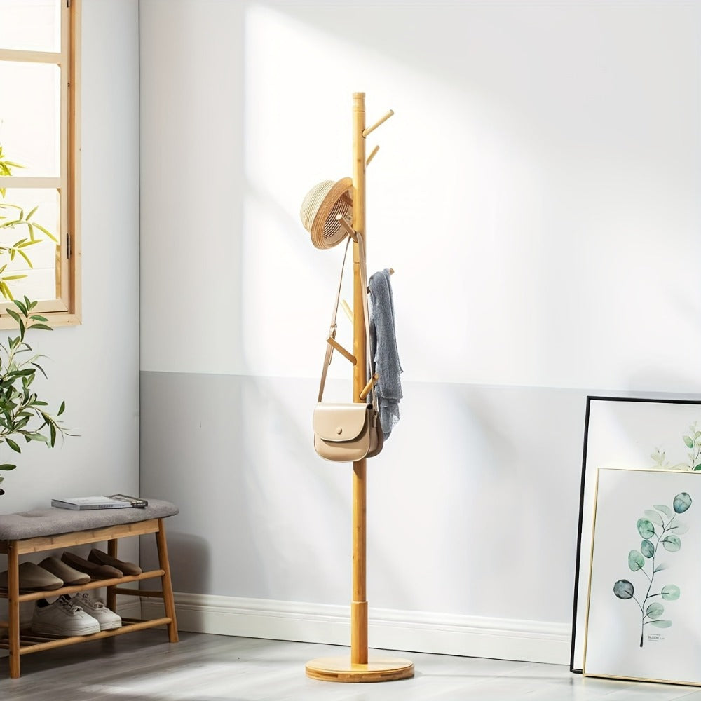 Coat Rack Freestanding Floor Standing - Vertical Clothes Hanger Stand for Bedroom Entryway Living Room Hallway, Heavy Duty Garment Rack for Suits Hats Bags Ties Belts, Easy Assembly No Tools Required