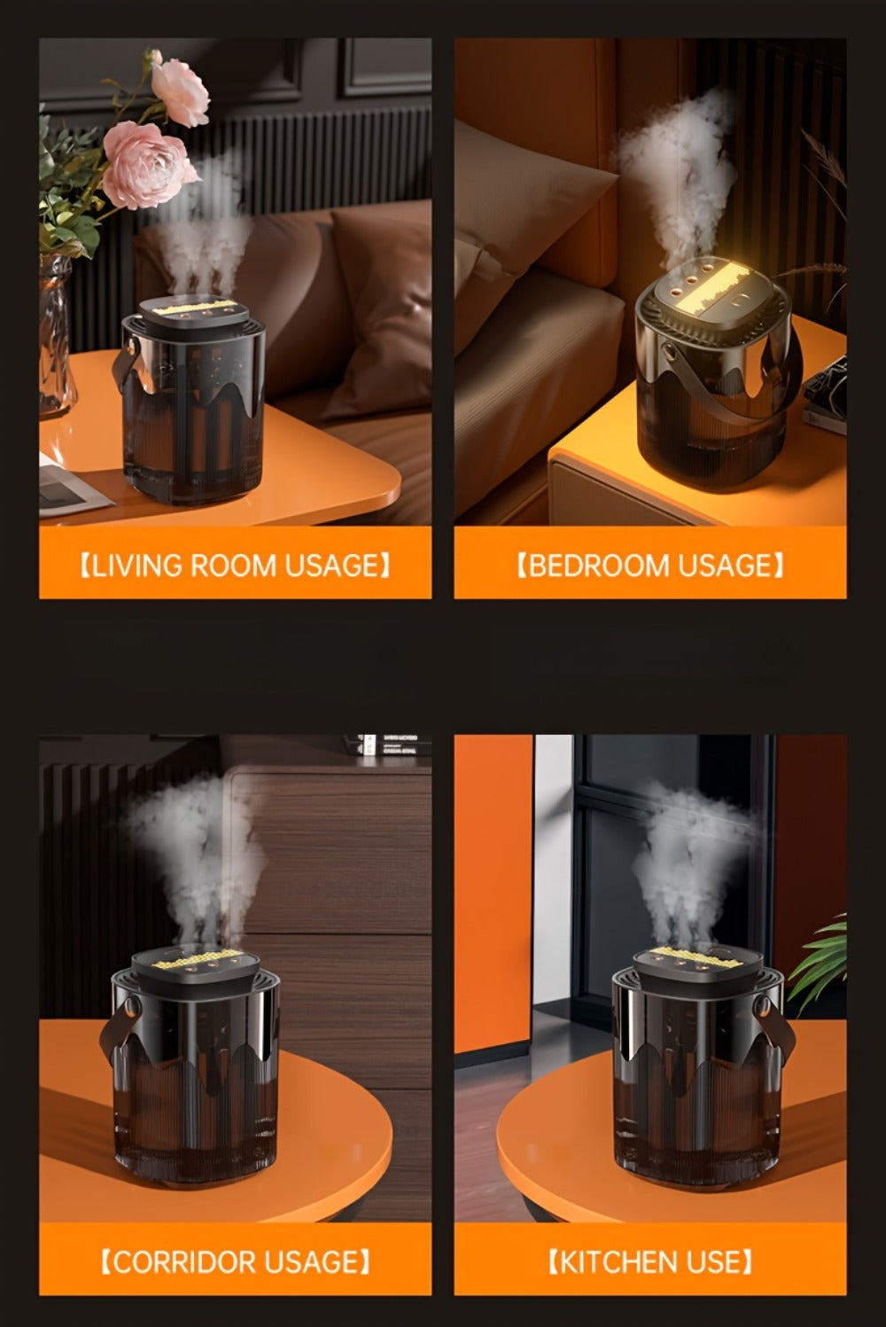 Large Capacity Desktop Humidifier with Night Light ¨C 101oz 3-Nozzle USB Rechargeable Cool Mist Humidifier for Bedroom, Office, Dorm & Home, Quiet Air Humidifier with LED Night Light, Holiday Gift