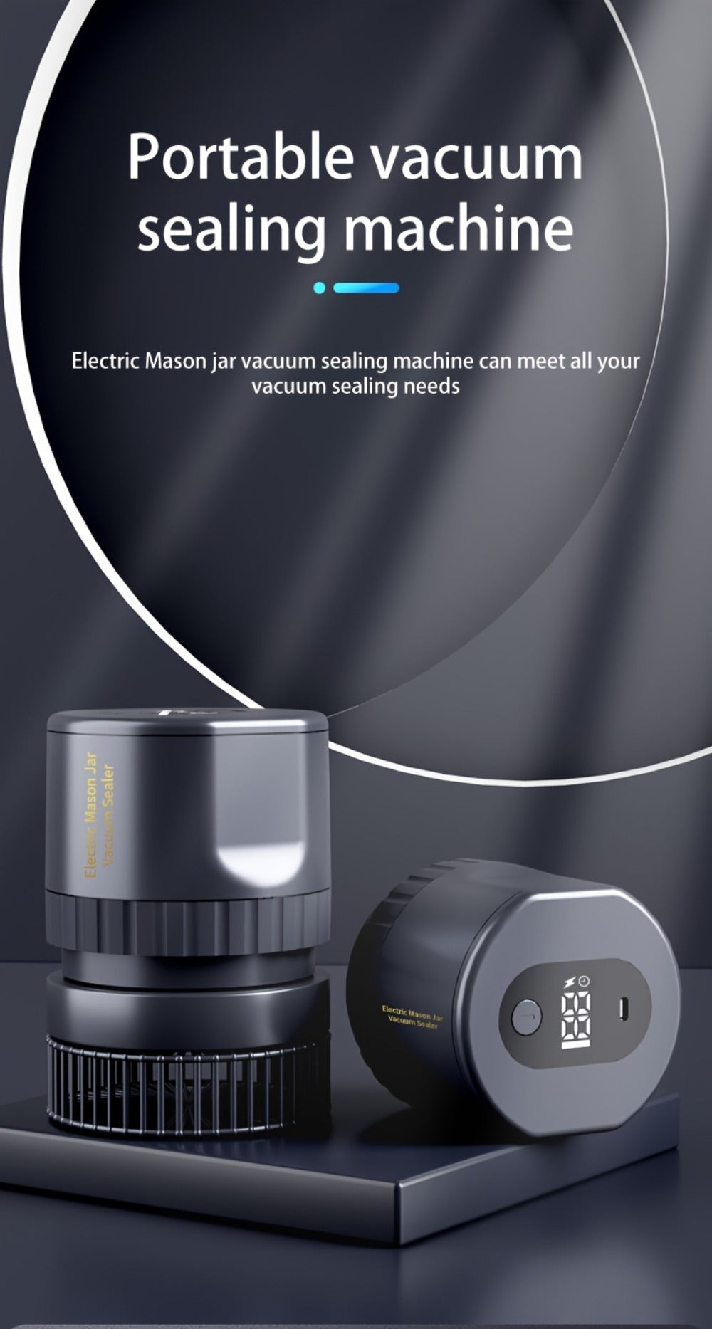 Electric Mason Jar Vacuum Sealer Kit with Sealing Lids Wide Mouth Regular Mouth Compatible Automatic Food Preservation Vacuum Sealing System