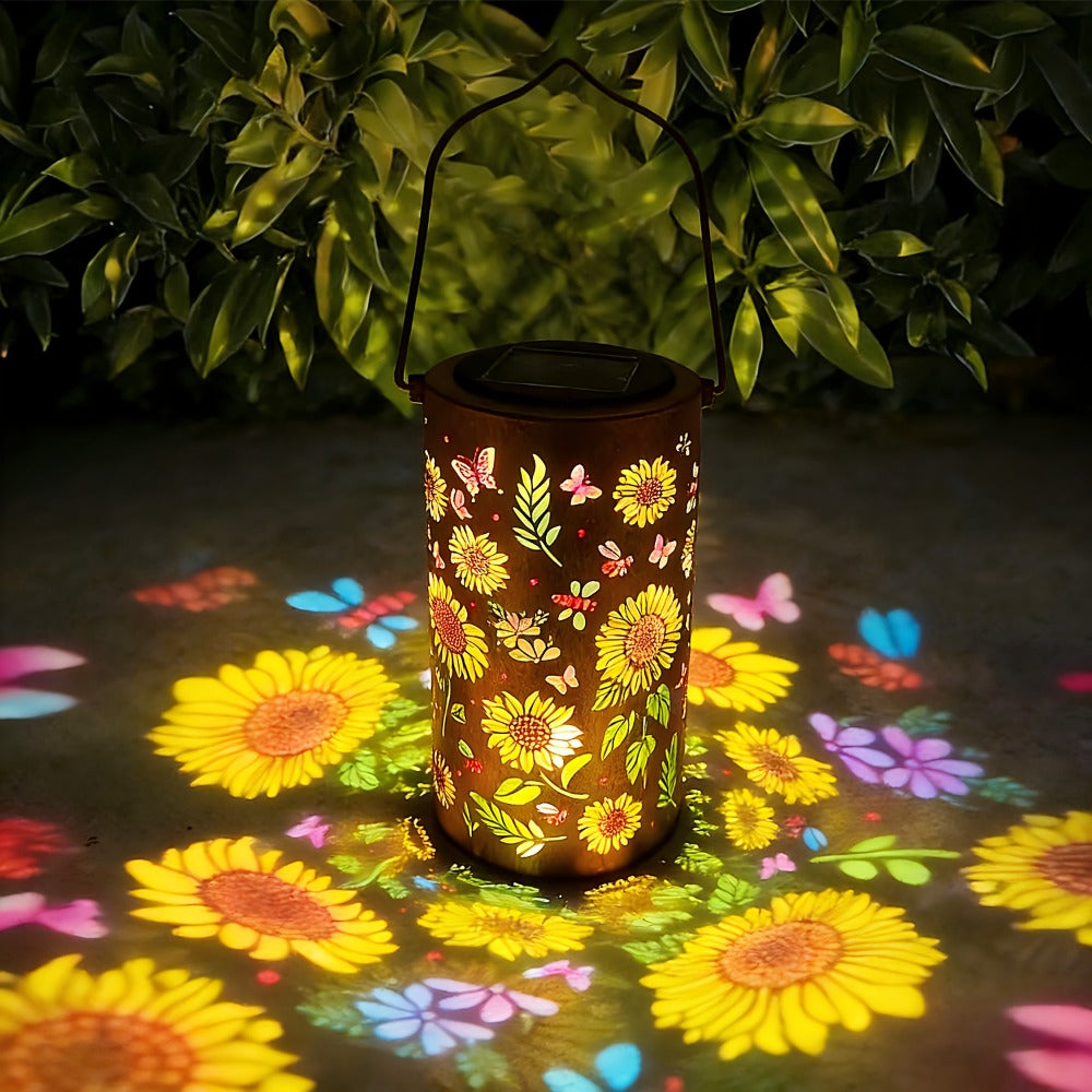 Solar Garden Lantern Outdoor IP65 Waterproof, Hummingbird Butterfly Sunflower Decorative Stake Light, Hand-Painted Solar Powered Yard Patio Porch Decor, Gift for Mom Grandma, Christmas Garden Decoration