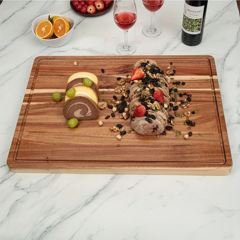 Large Bamboo Wood Cutting Board with Juice Groove Thick Butcher Block for Kitchen Cheese Charcuterie Food Prep Serving Board Multiple Sizes