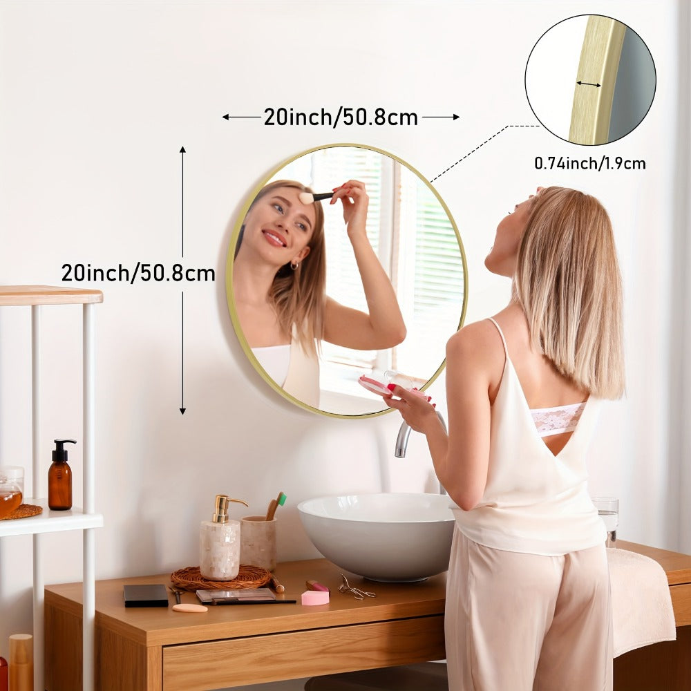 Round Wall Mirror Aluminum Alloy Frame ¨C Modern Circle Mirror for Bedroom, Bathroom & Living Room, Tempered Glass, Black & Gold, 20in 28in 30in 36in