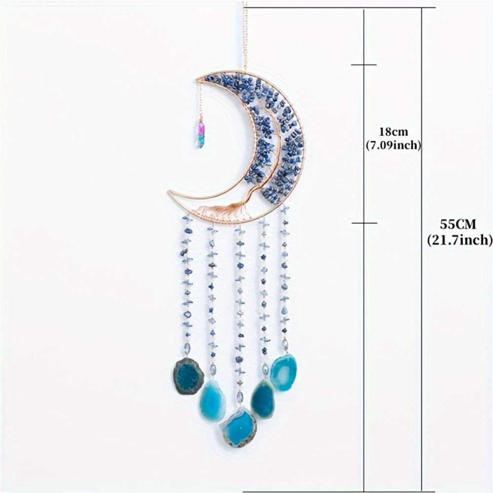 Dreamcatcher Moon Suncatcher Wall Hanging ¨C Handmade Boho Wind Chime Pendant for Indoor Outdoor Garden, Courtyard & Party Decor ¨C Christmas & Birthday Gift
