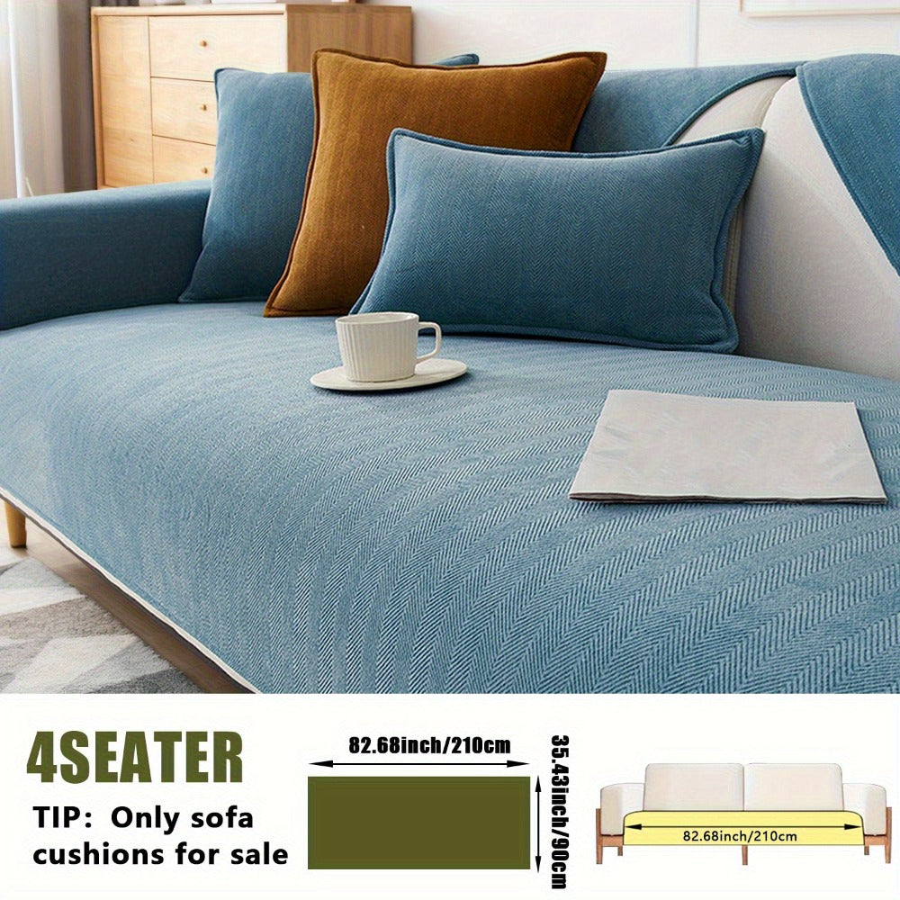 Chenille Ribbed Sofa Cover - Pet Friendly Non-Slip Machine Washable Soft Stretch Slipcover for 1-4 Seater Sectional Sofa Living Room Bedroom Office, 9 Colors