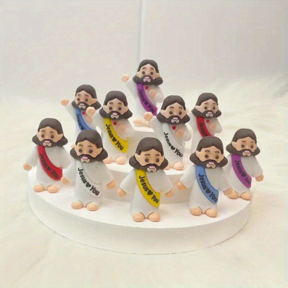 Mini Christian Statues Bulk 50pcs God Bless You Colorful Crosses Vintage Religious Figurines Church Prayer Easter Christmas Decoration Party Props Gift