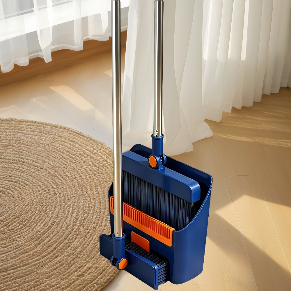 Foldable Broom and Dustpan Set with Long Handle 2-in-1 3-in-1 4-in-1 Floor Brush Combo for Home Office Dorm Room Indoor Outdoor Cleaning