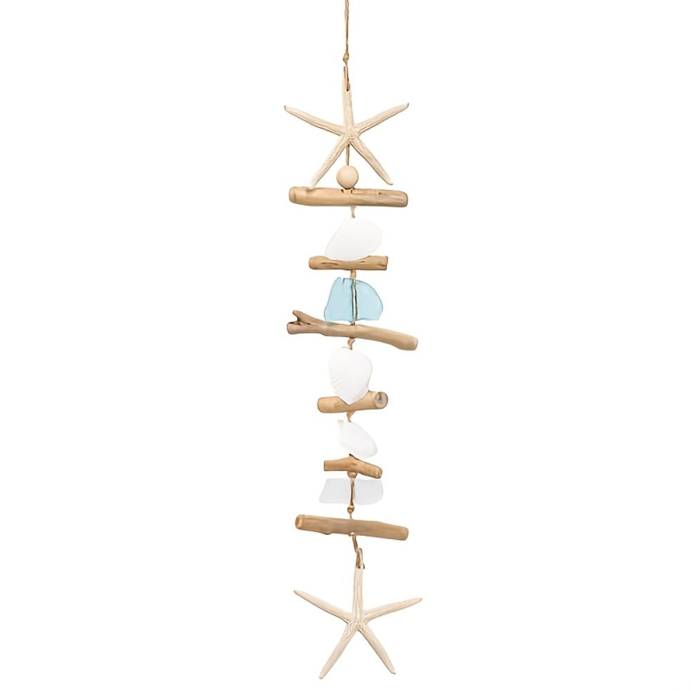 Starfish Wooden Bead Necklace & Coastal Pendant Set ¨C Beach Jewelry, Nautical Starfish Charm, Driftwood Hanging String Decor for Women, Girls & Home Beach Theme