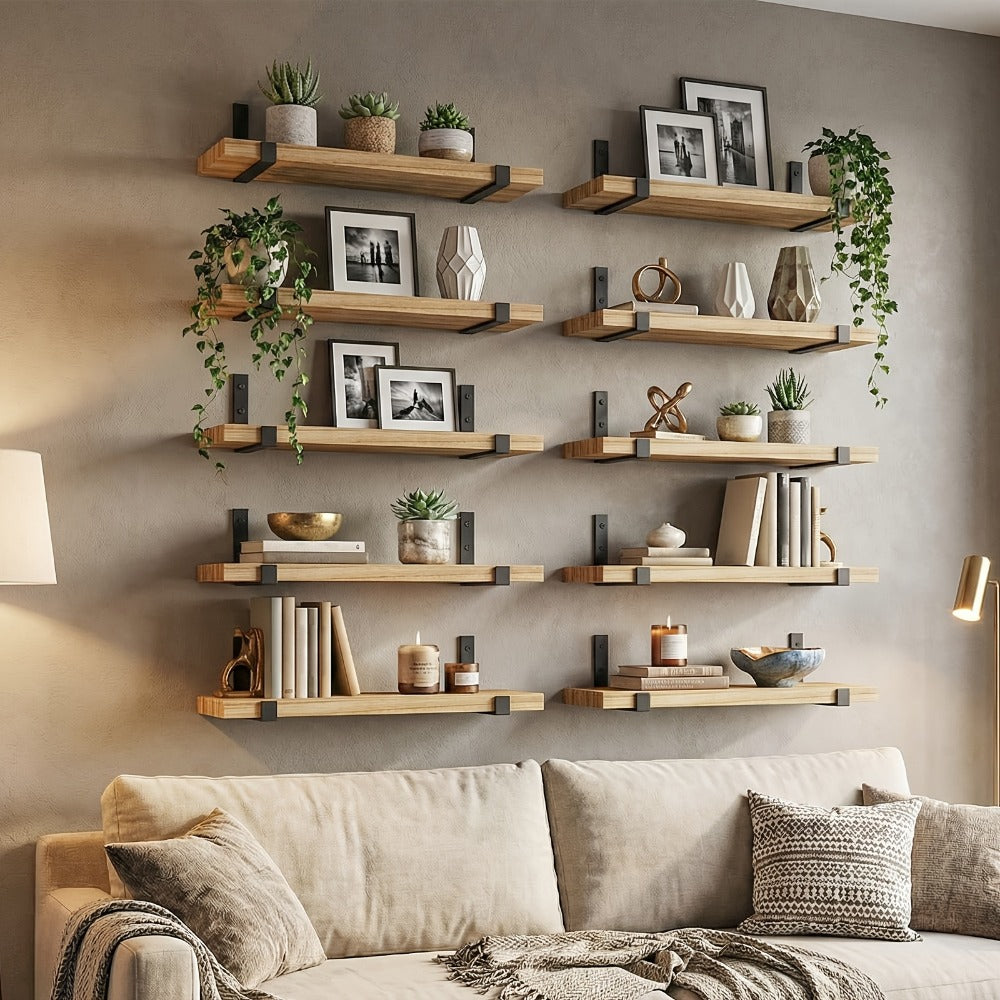 Floating Shelves for Wall 10 Pack 15.8x5.9 Inch Wall Mounted Shelf for Bedroom Kitchen Bathroom Living Room Plants Books Photos Home Decor
