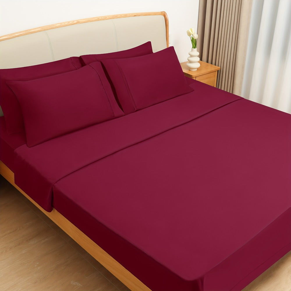 California King Sheet Set 6-Piece Breathable Cooling Bed Sheets Ultra-Soft Hotel Luxury Microfiber 18 Inch Deep Pocket Wrinkle Fade Resistant Flat Sheet Fitted Sheet 4 Pillowcases Multiple Colors
